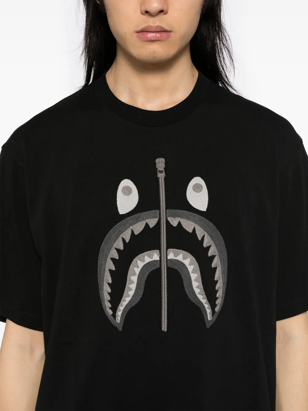 A BATHING APE T-shirt met kettingstiksel Zwart