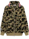 A BATHING APE® 1ST camo-jacquard shark hoodie - Green