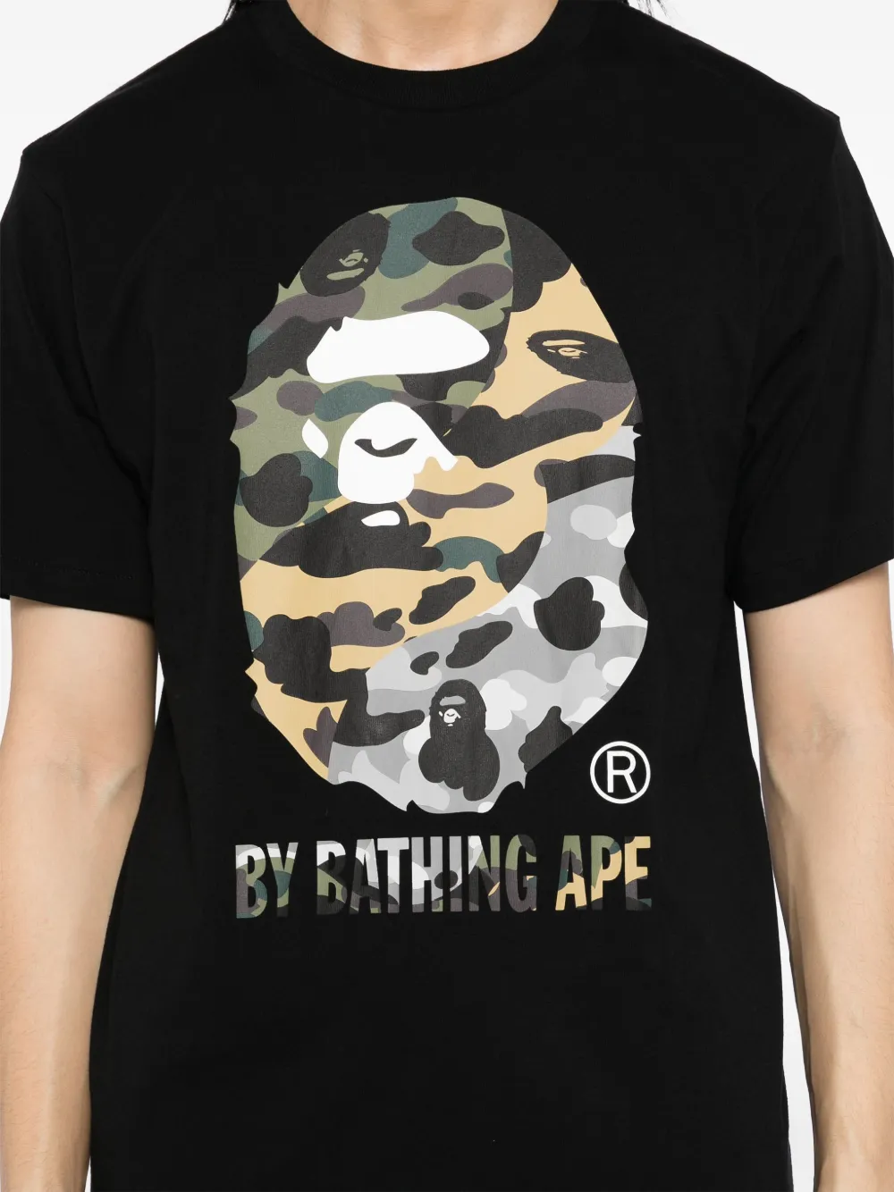 A BATHING APE 1st Crazy T-shirt met camouflageprint Zwart