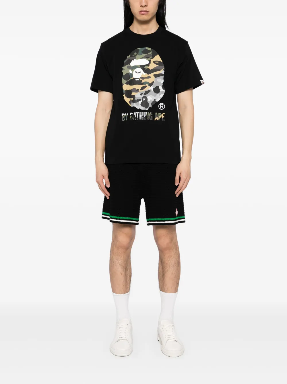 A BATHING APE 1st Crazy T-shirt met camouflageprint - Zwart