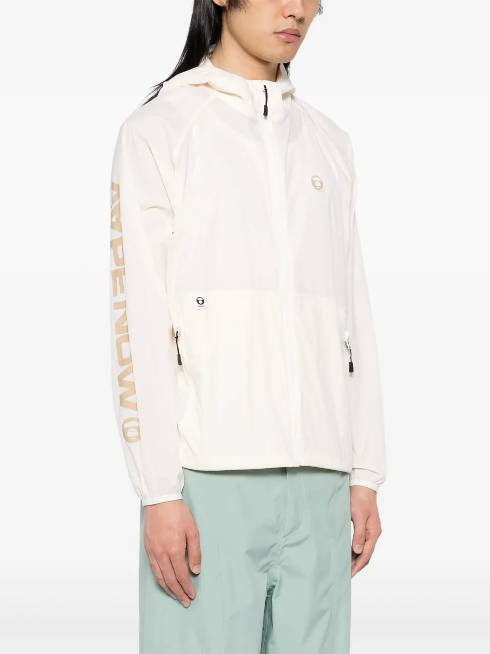 AAPE BY *A BATHING APE Windjack met Moonface-logo Wit