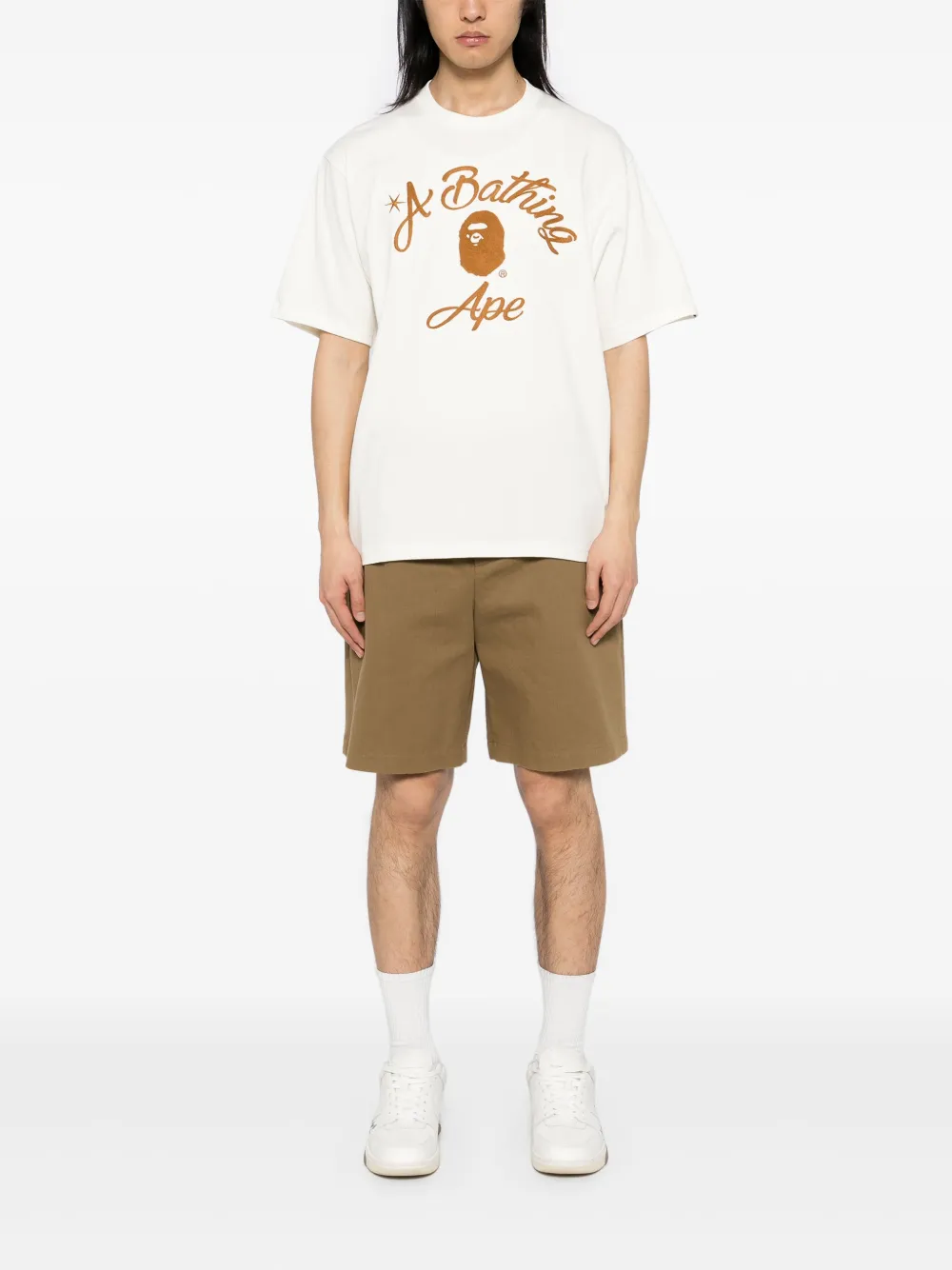 A BATHING APE College T-shirt met kettingstiksel - Beige