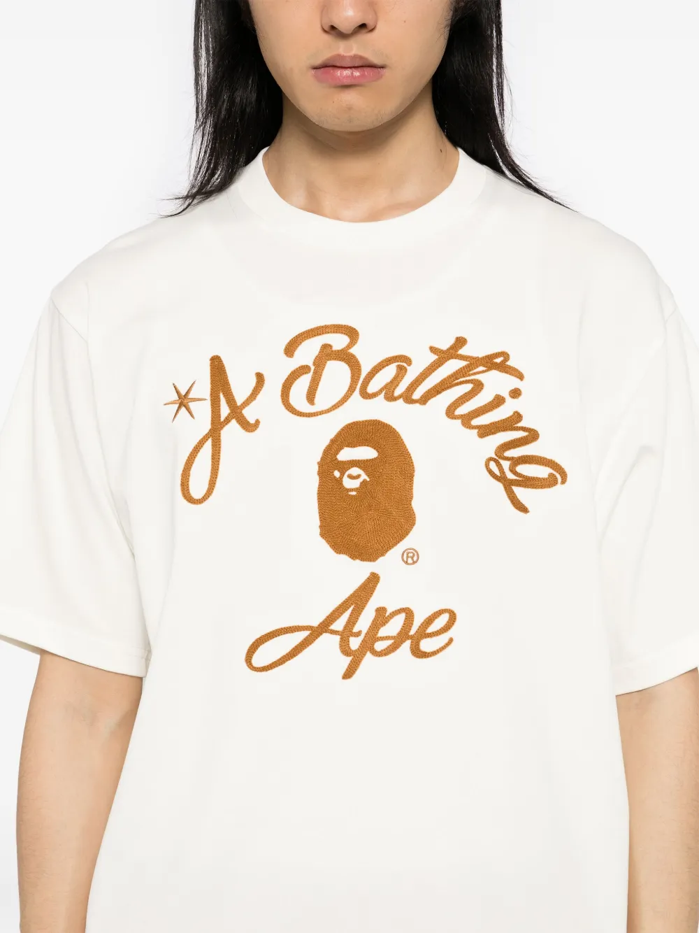 A BATHING APE CHAIN STITCH COLLEGE T-SHIRT 