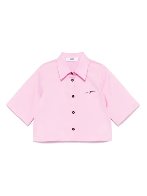 MSGM Kids logo-embroidered shirt   
