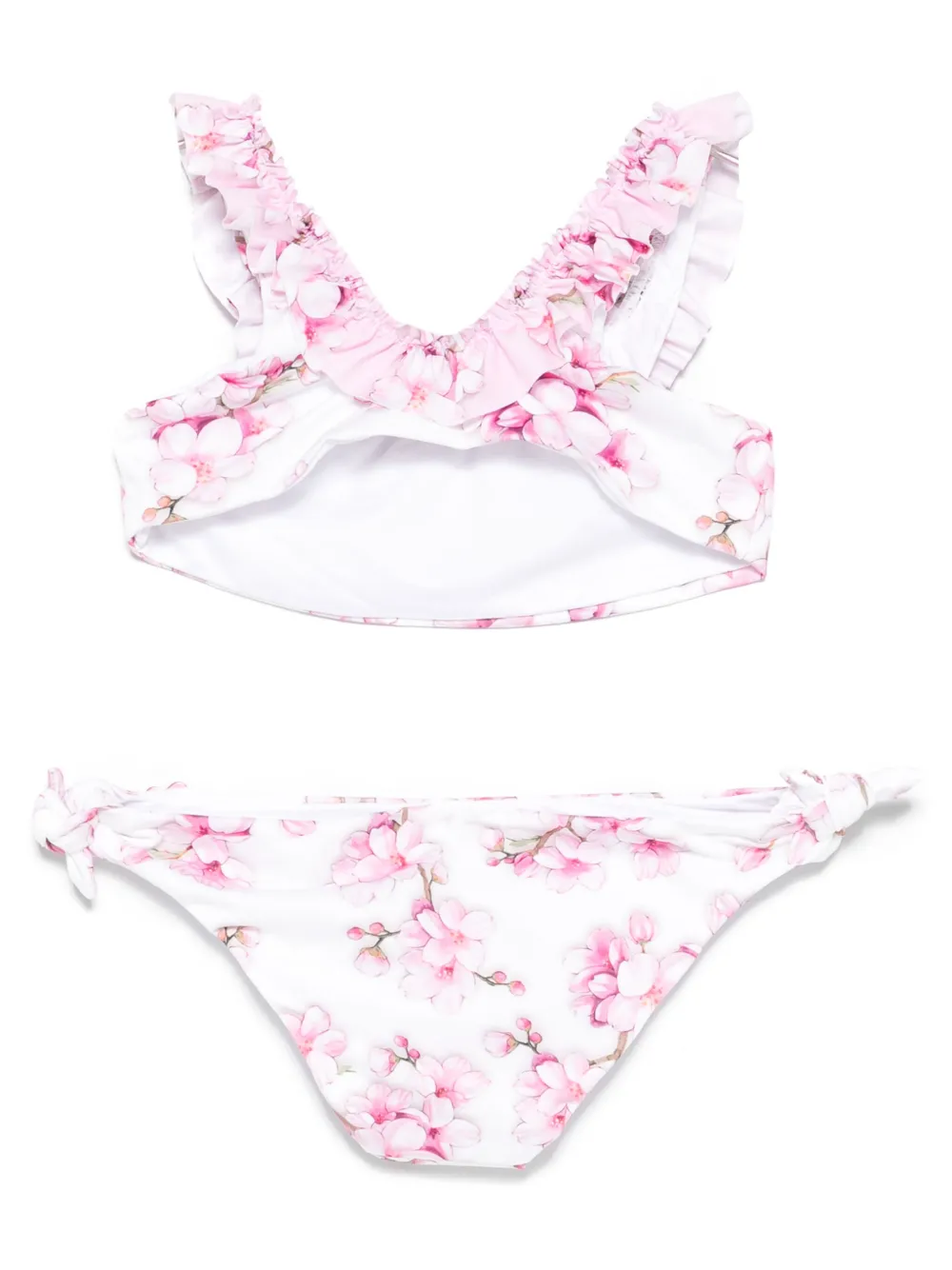 Monnalisa Bikini met bloesemprint - Wit