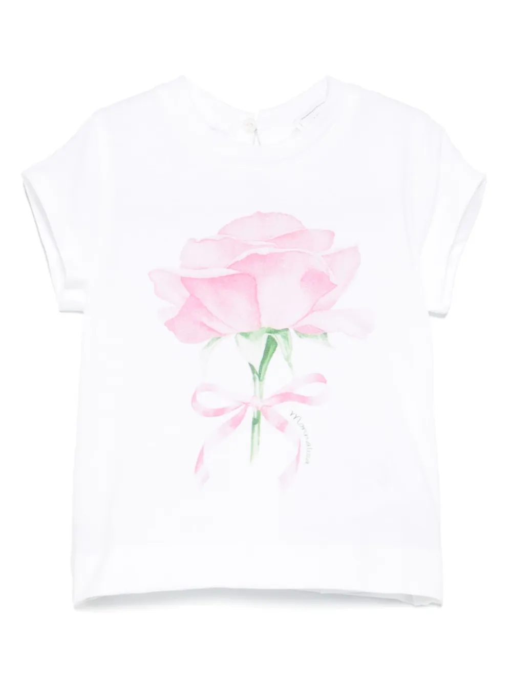 Monnalisa T-shirt met roosprint Wit