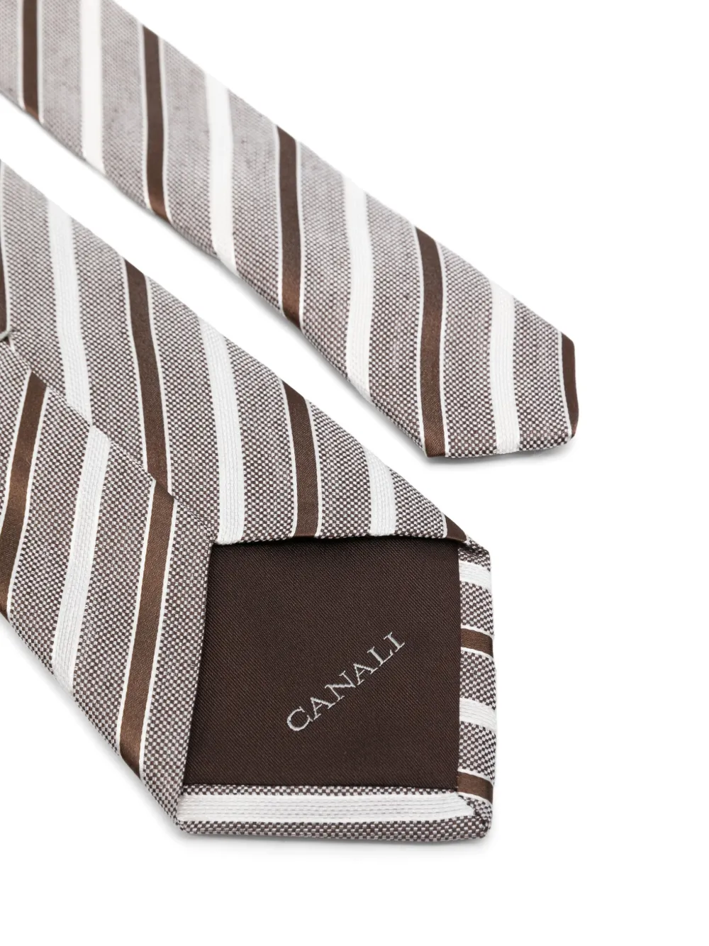 Canali striped tie - Bruin