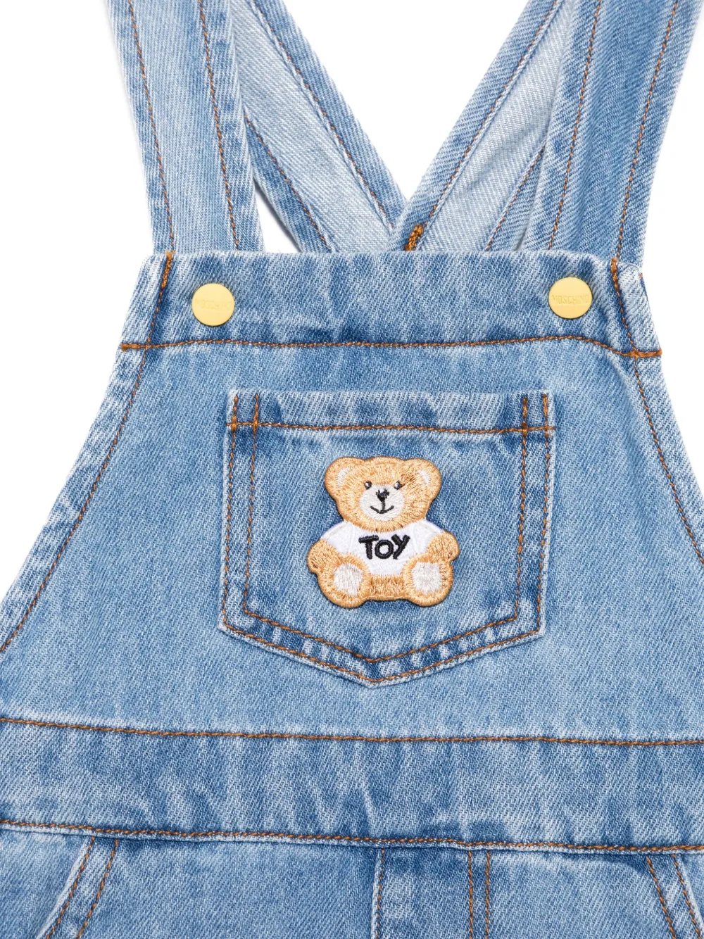 Moschino Kids Tuinbroek met Teddy Bear-patch Blauw