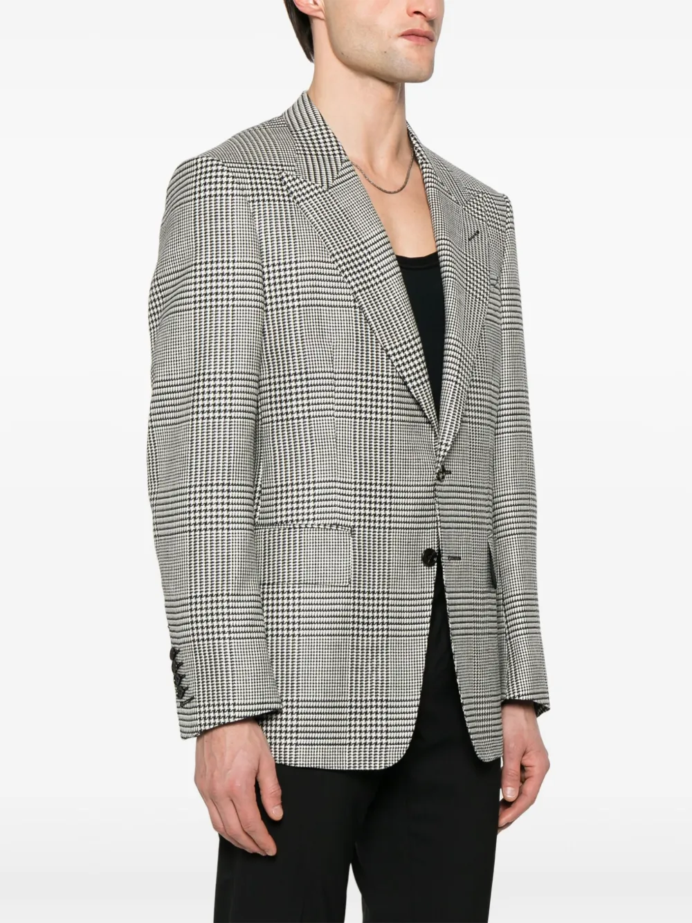 TOM FORD Blazer met Prince of Wales-patroon Zwart