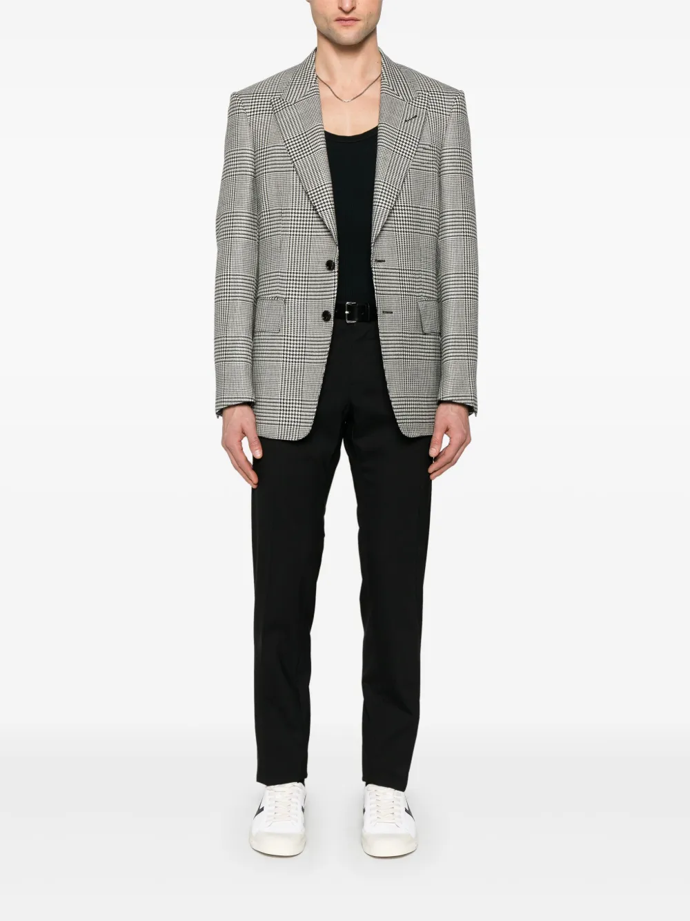 TOM FORD Blazer met Prince of Wales-patroon - Zwart