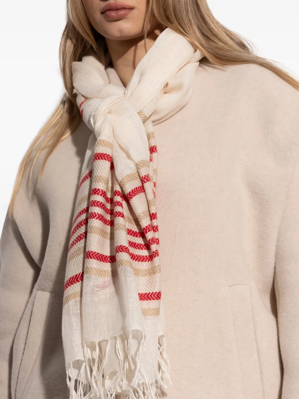 ISABEL MARANT Gestreepte sjaal Beige
