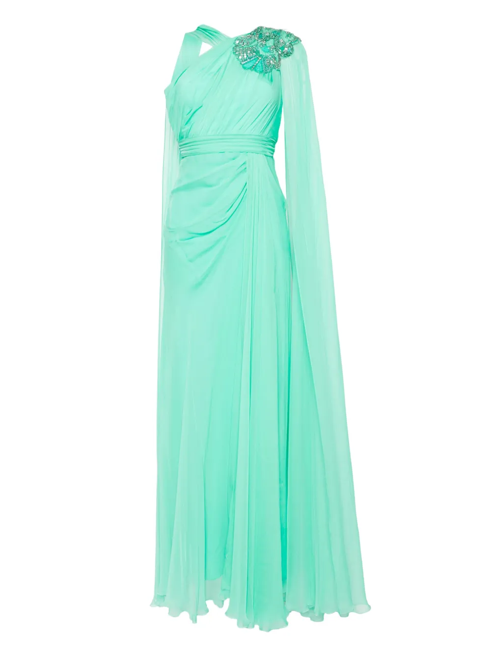 bead-embellished chiffon gown