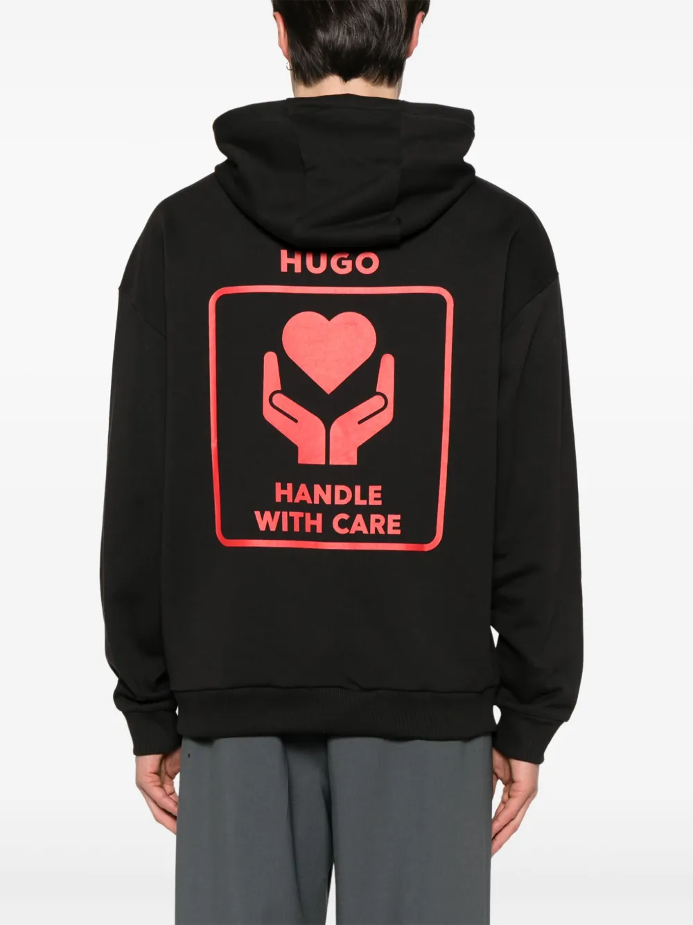 HUGO Hoodie met hartprint Blauw