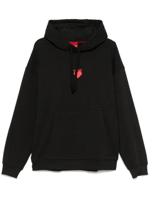 Hoodie en coton à imprimé cœur - HUGO - Modalova
