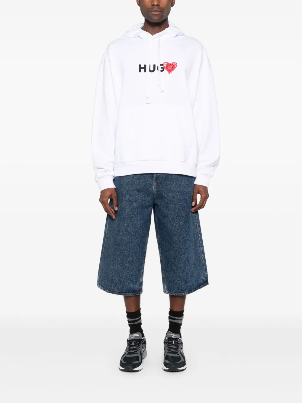 HUGO Hoodie met hartprint - Wit