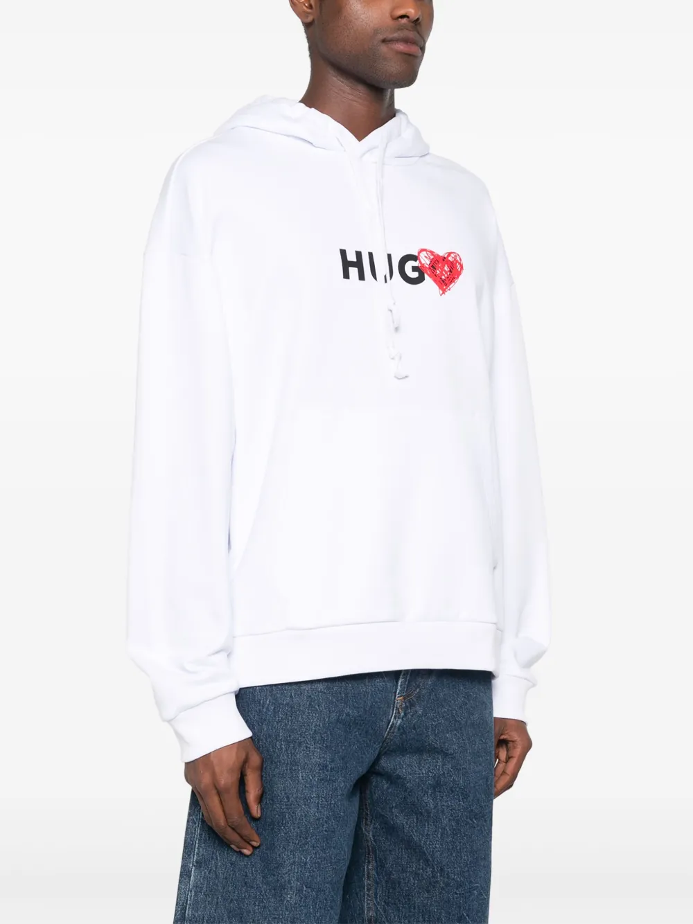 HUGO Hoodie met hartprint Wit