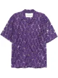 Andersson Bell flower-embroidered sheer shirt - Purple