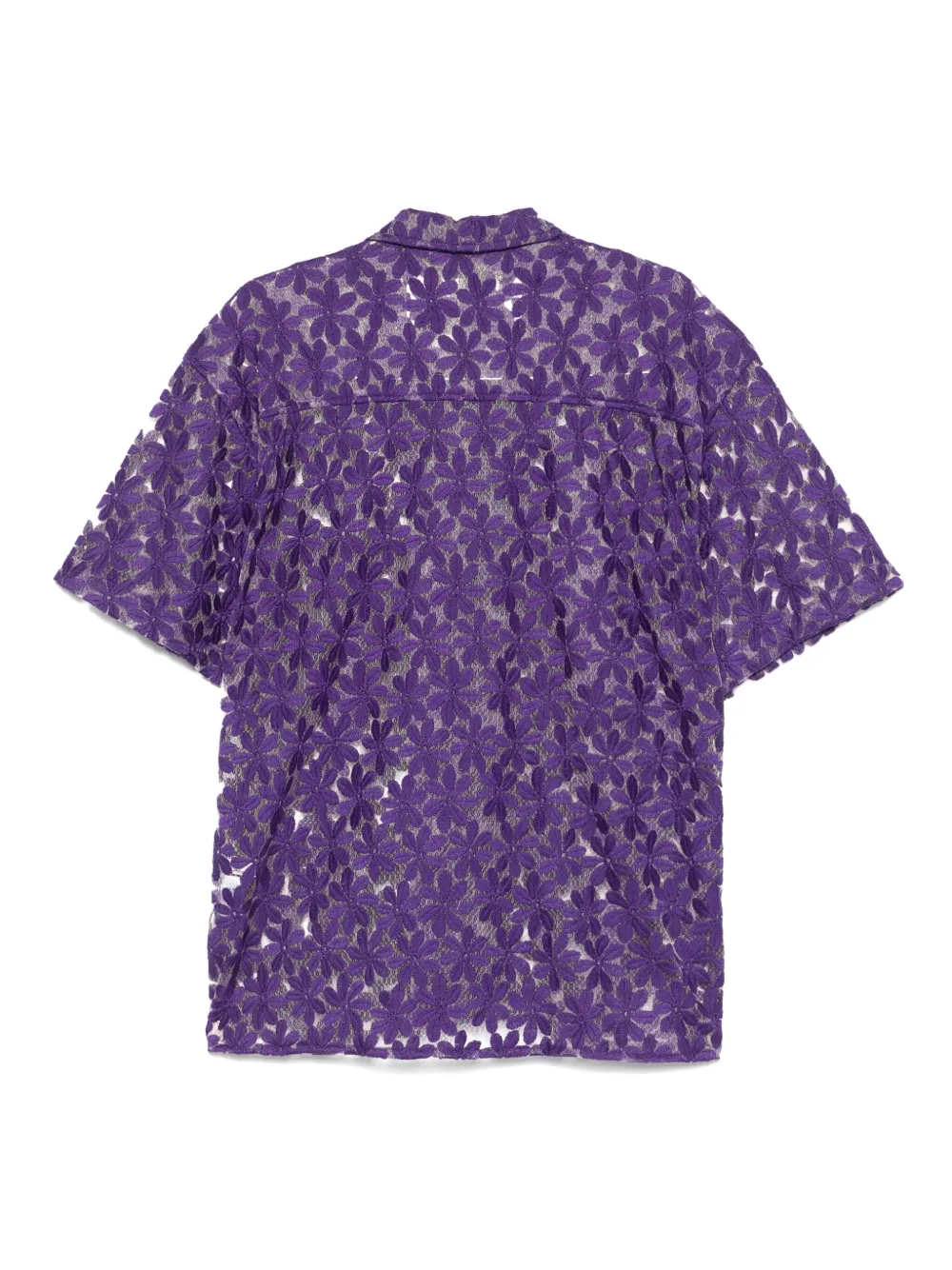 Andersson Bell flower-embroidered sheer shirt - Paars