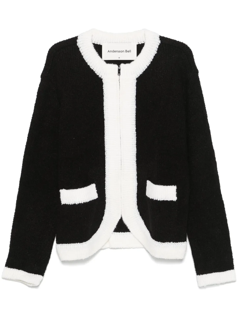 B 
W zip-up cardigan