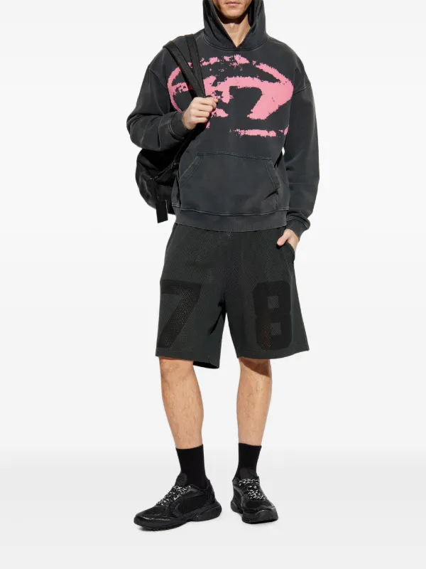 ★送関込み★ Diesel p-tain-mesh ショーツ P-TAIN-MESH Jersey and mesh shorts with faded effect