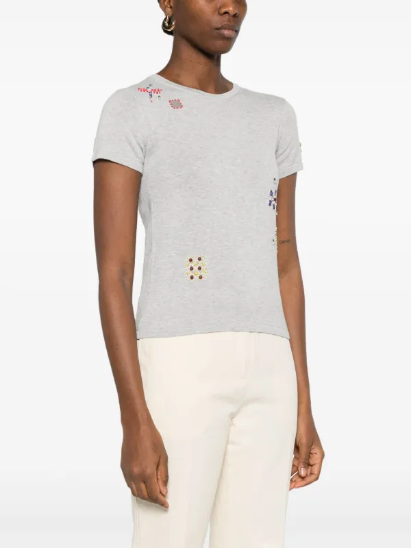 Kenzo Embroidered Cotton T-shirt | Grey | FARFETCH