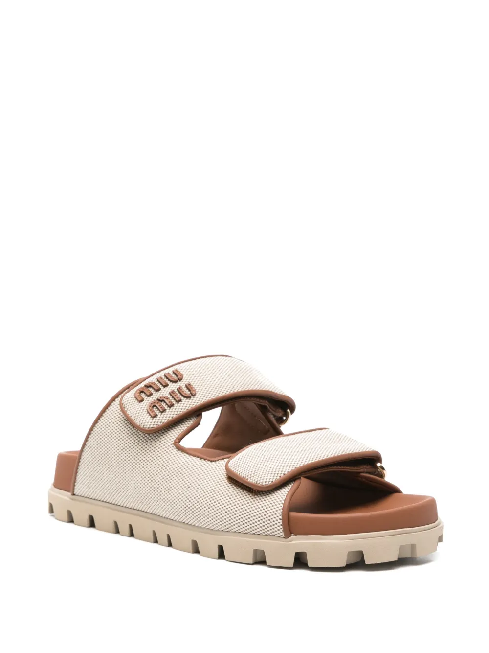 Miu Miu Sandalen met logo - Beige