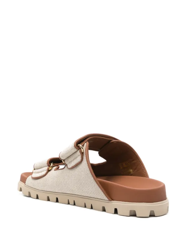 サンダル・ミュール Miu Miu LOGO RUCHES SANDALS Miu Miu logo-lettering Sandals | Neutrals | FARFETCH