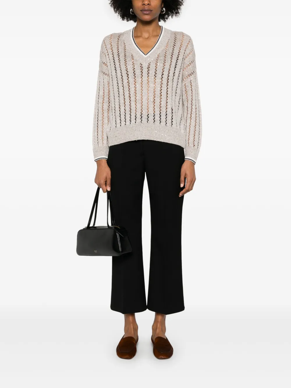 Brunello Cucinelli Trui verfraaid met pailletten - Beige