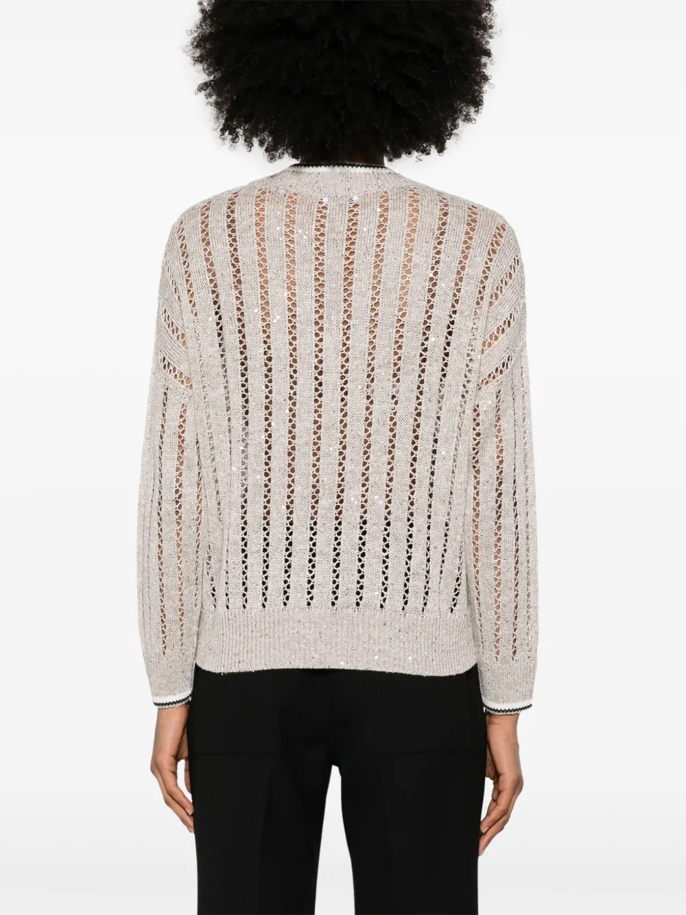 Brunello Cucinelli Trui verfraaid met pailletten Beige