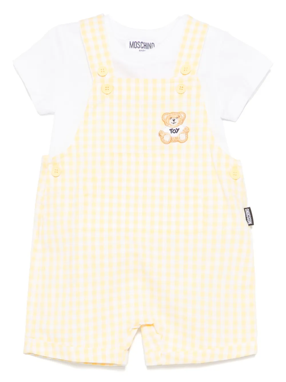 Moschino Gingham-pattern Dungarees In White