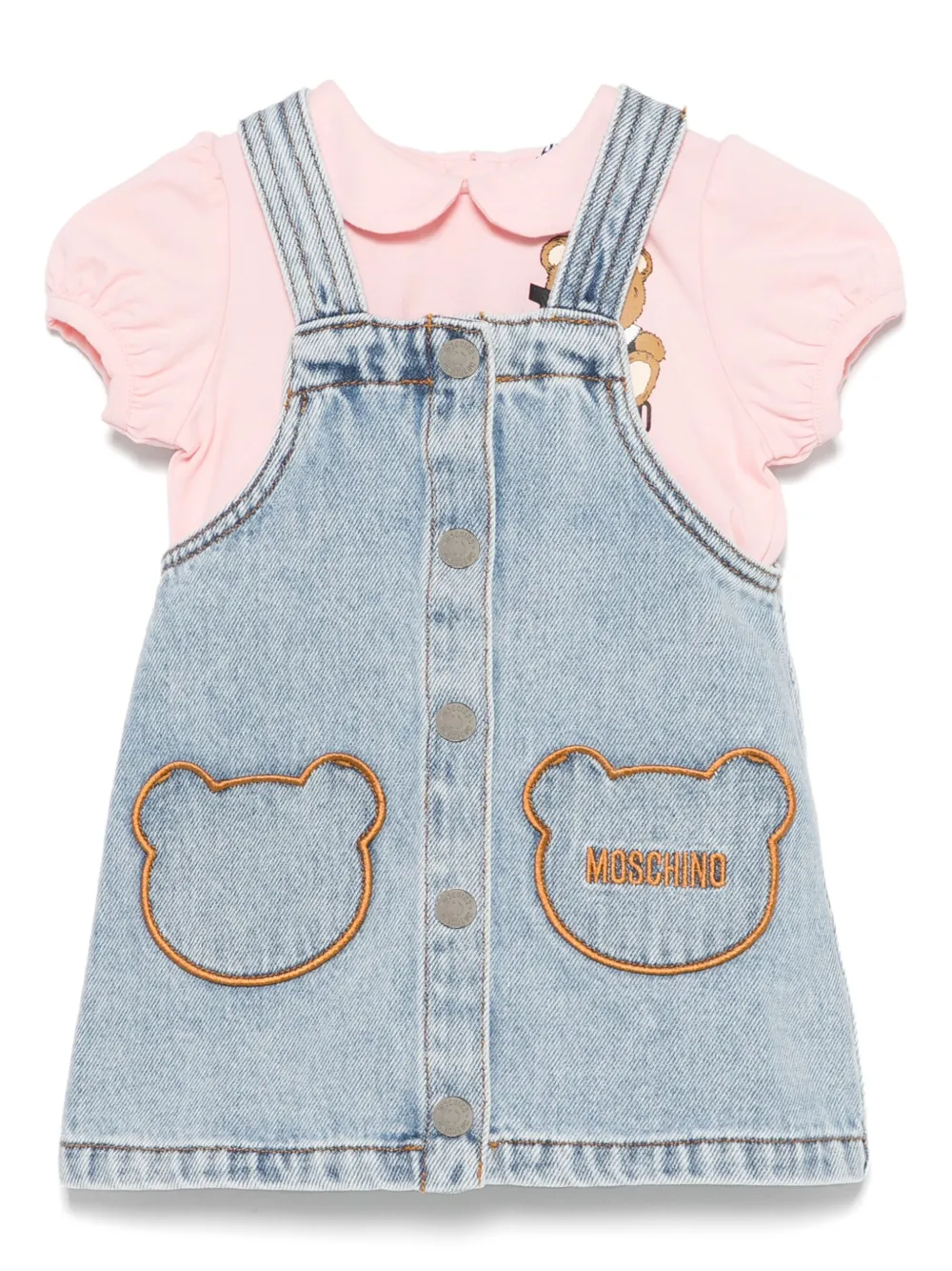 Moschino Kids teddy bear-motif shirt and dress set | Blue | Image 1