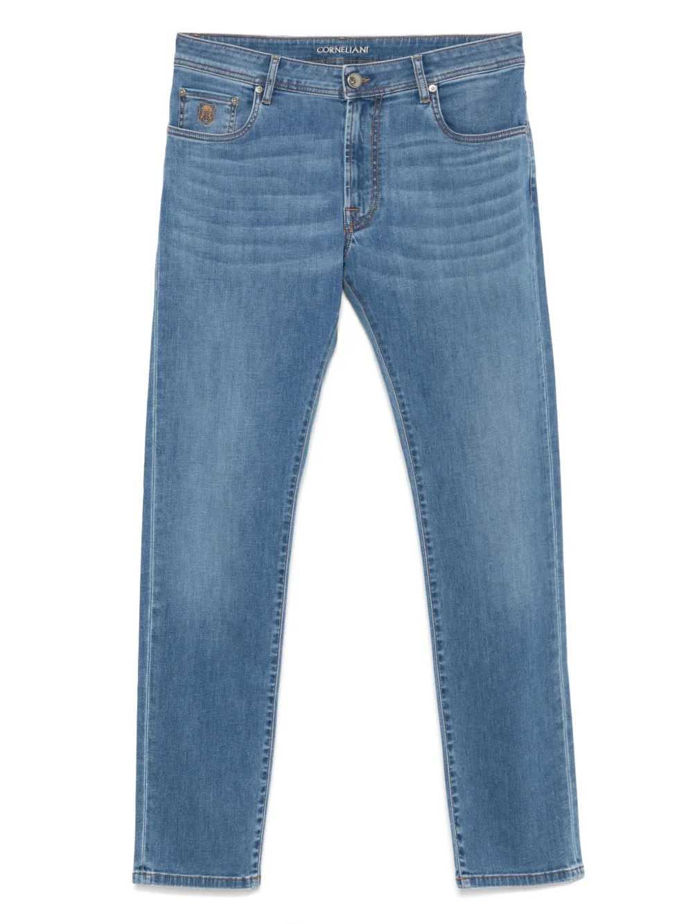 Corneliani logo-embroidered jeans - ブルー Corneliani logo-embroidered jeans - ブルー