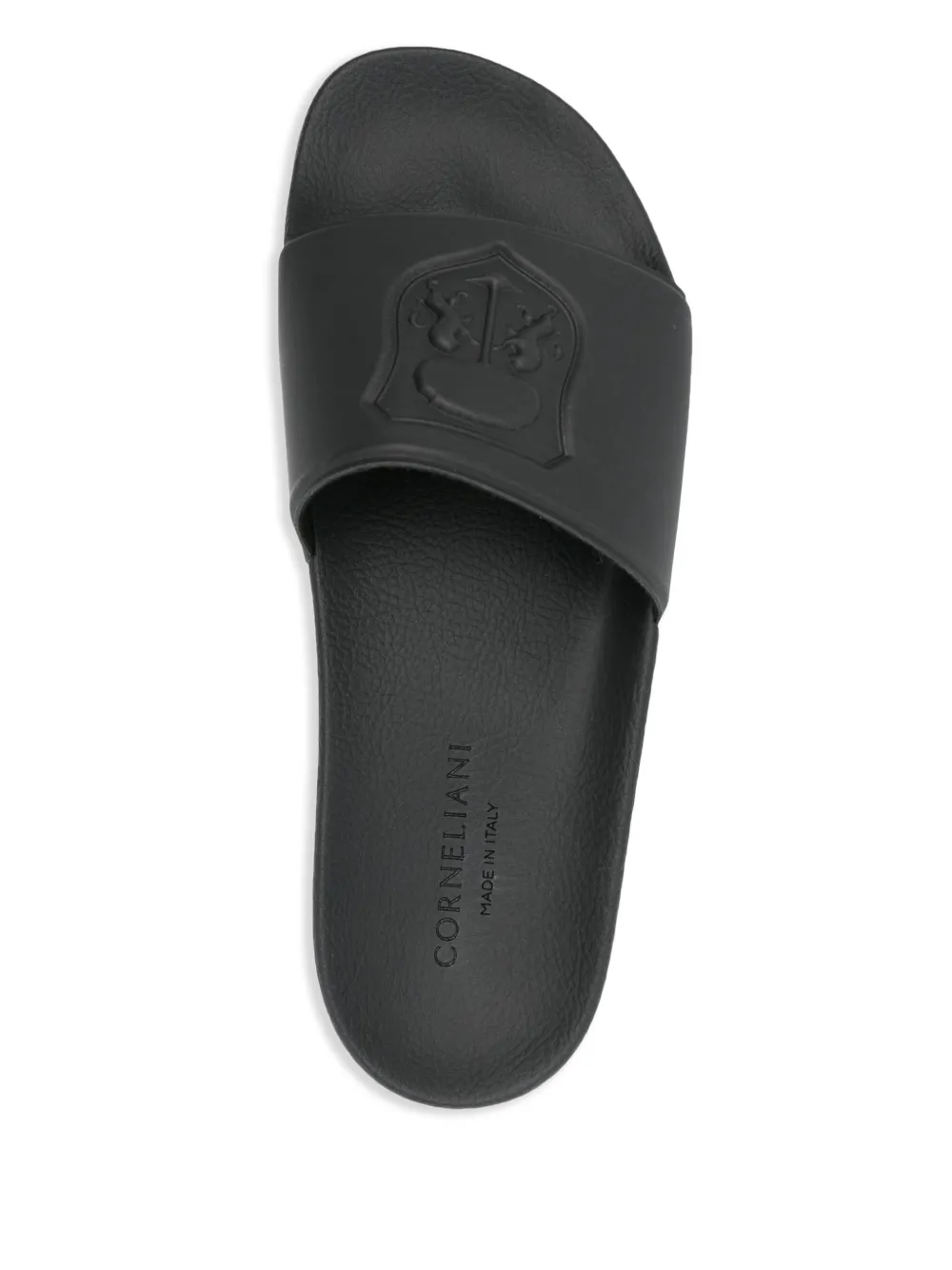 Corneliani crest-embossed pool slides Black