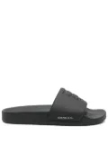 Corneliani crest-embossed pool slides - Black