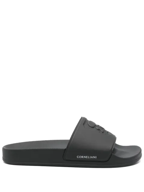 Corneliani crest-embossed pool slides