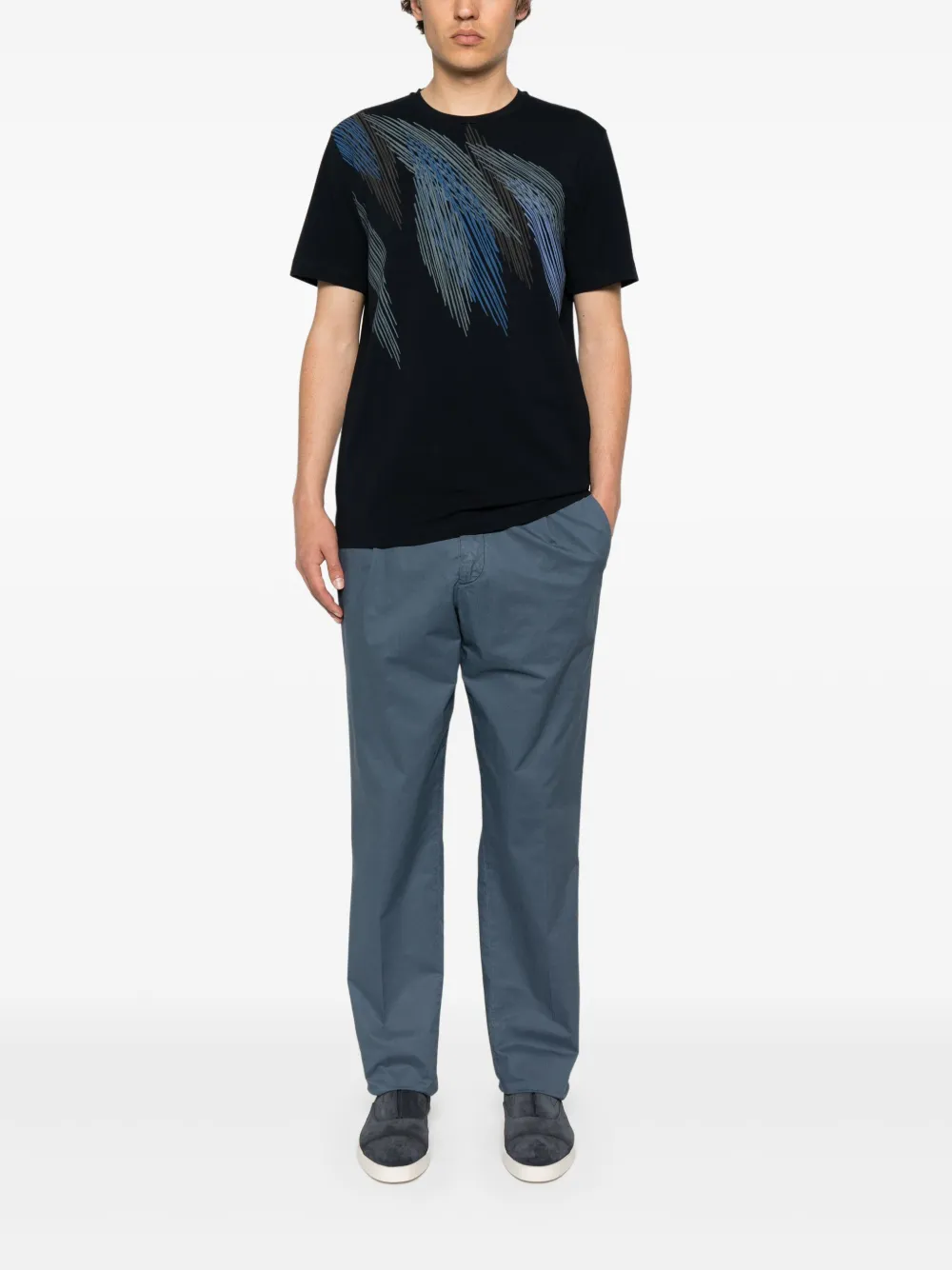 Corneliani T-shirt met print - Blauw