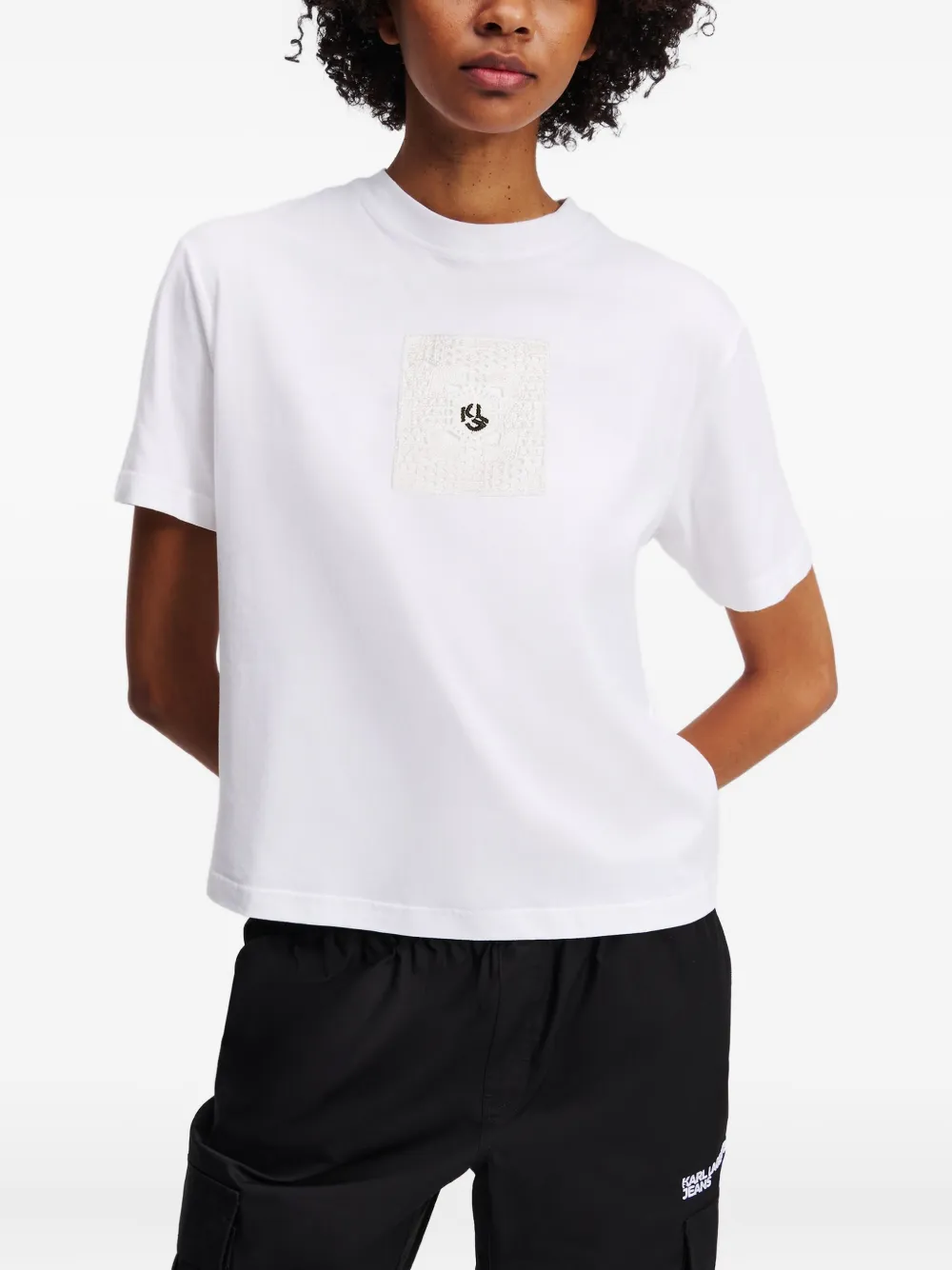 Karl Lagerfeld Jeans T-shirt van biologisch katoen Wit