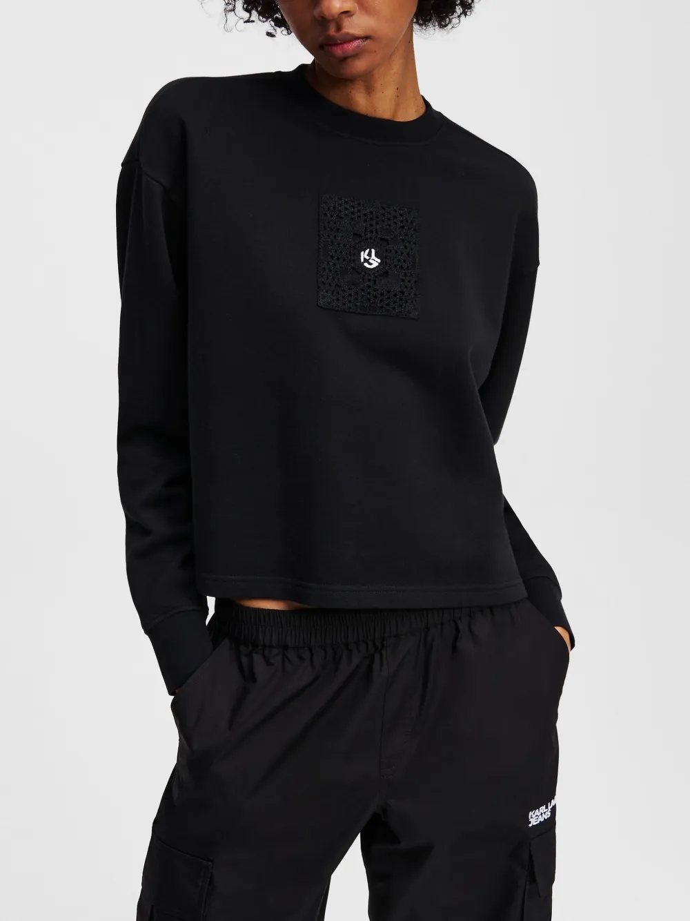 Karl Lagerfeld Jeans Sweater van biologisch katoen Zwart