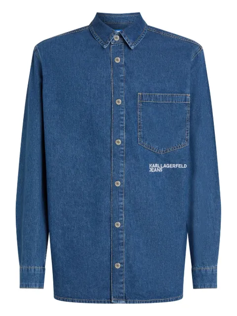 Karl Lagerfeld Jeans camisa de mezclilla con logo bordado