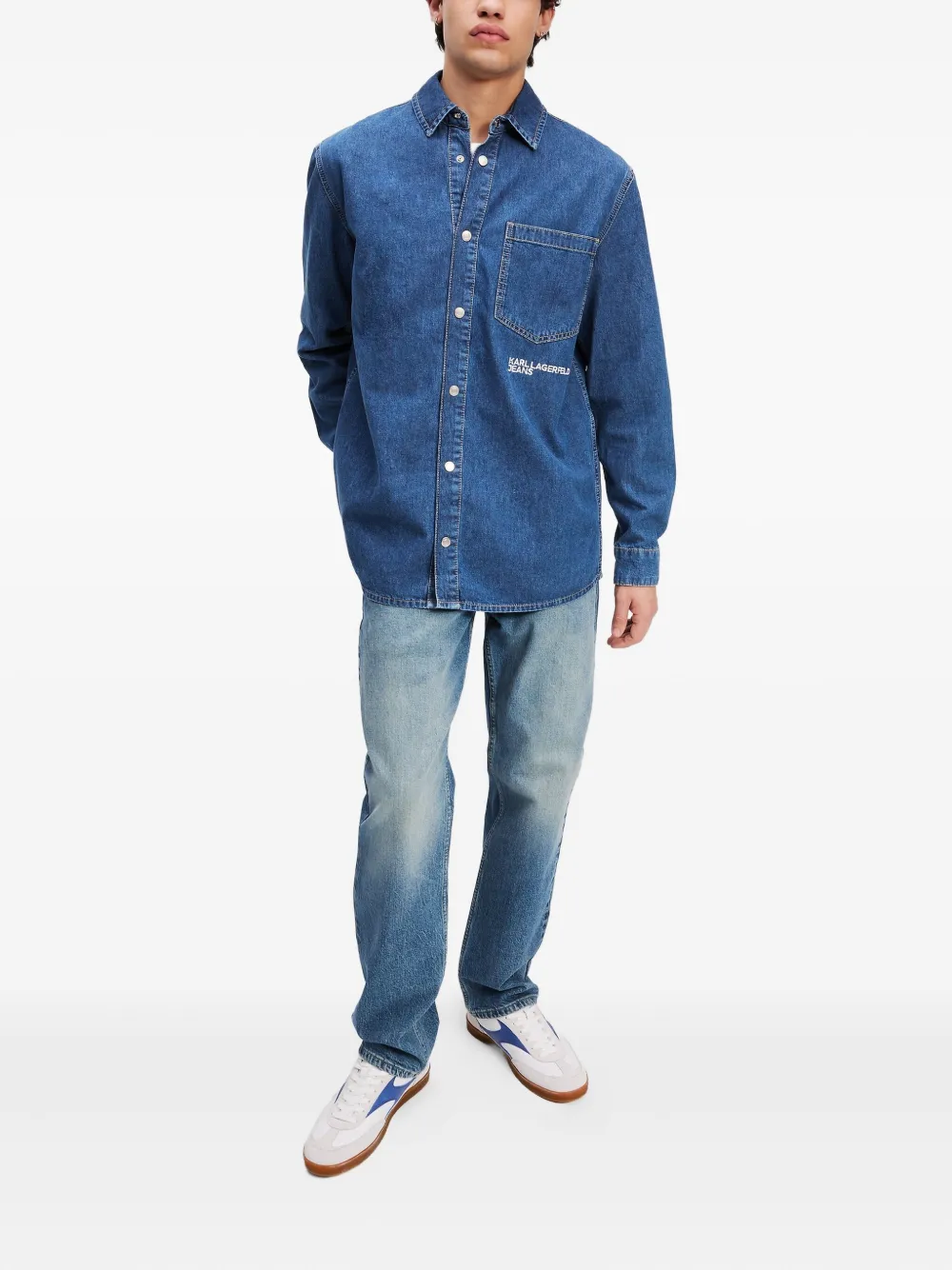 Karl Lagerfeld Jeans logo-embroidered denim shirt | Image 2