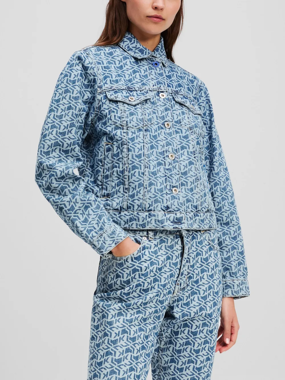 Karl Lagerfeld Jeans Klj Monogram Denim Jacket In Blue