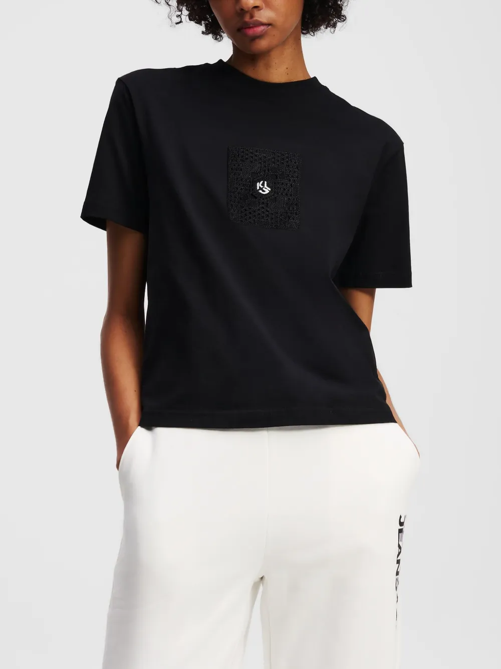 Karl Lagerfeld Jeans T-shirt met geborduurd logo Zwart