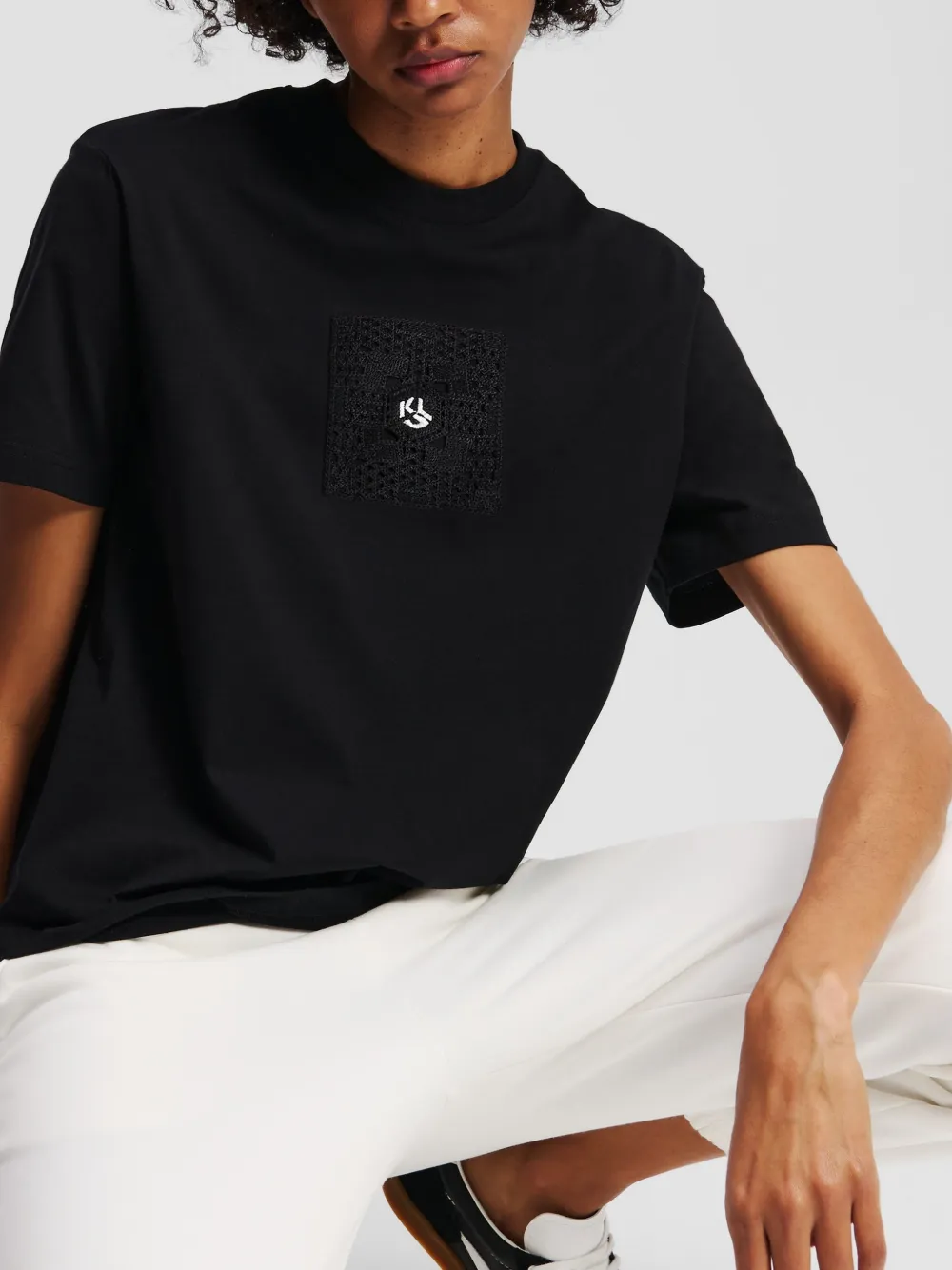Karl Lagerfeld Jeans T-shirt met geborduurd logo Zwart