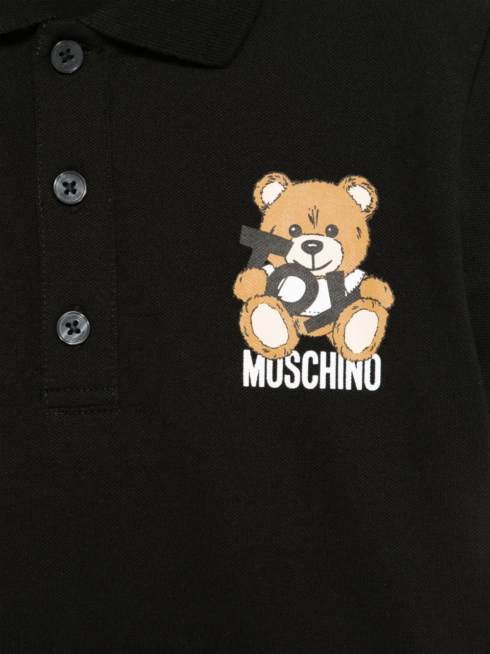 Moschino Kids Piqué poloshirt Zwart