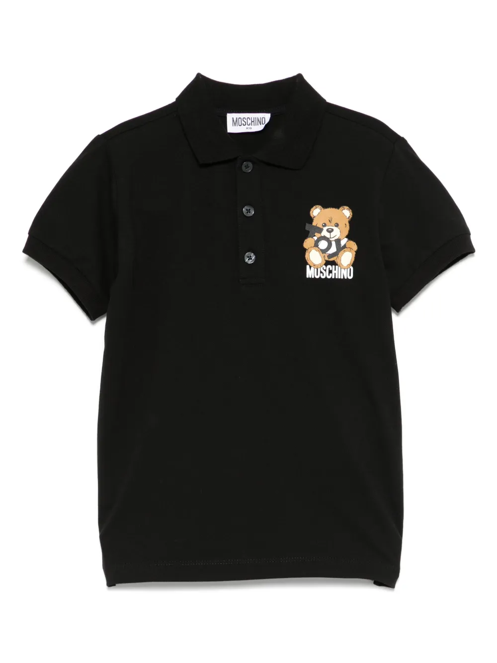 Moschino Kids Piqué poloshirt Zwart