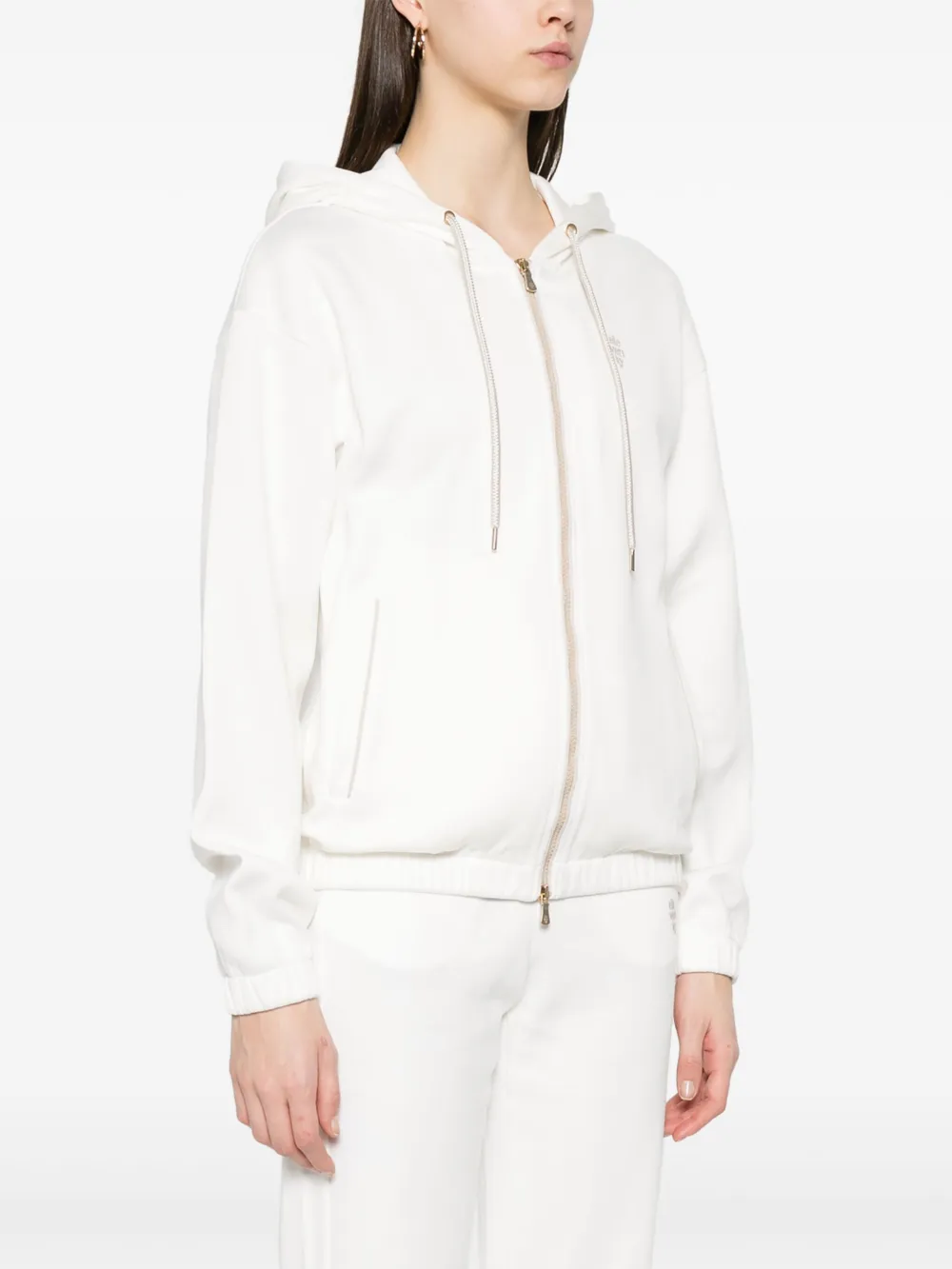 Eleventy Hoodie met geborduurd logo Wit