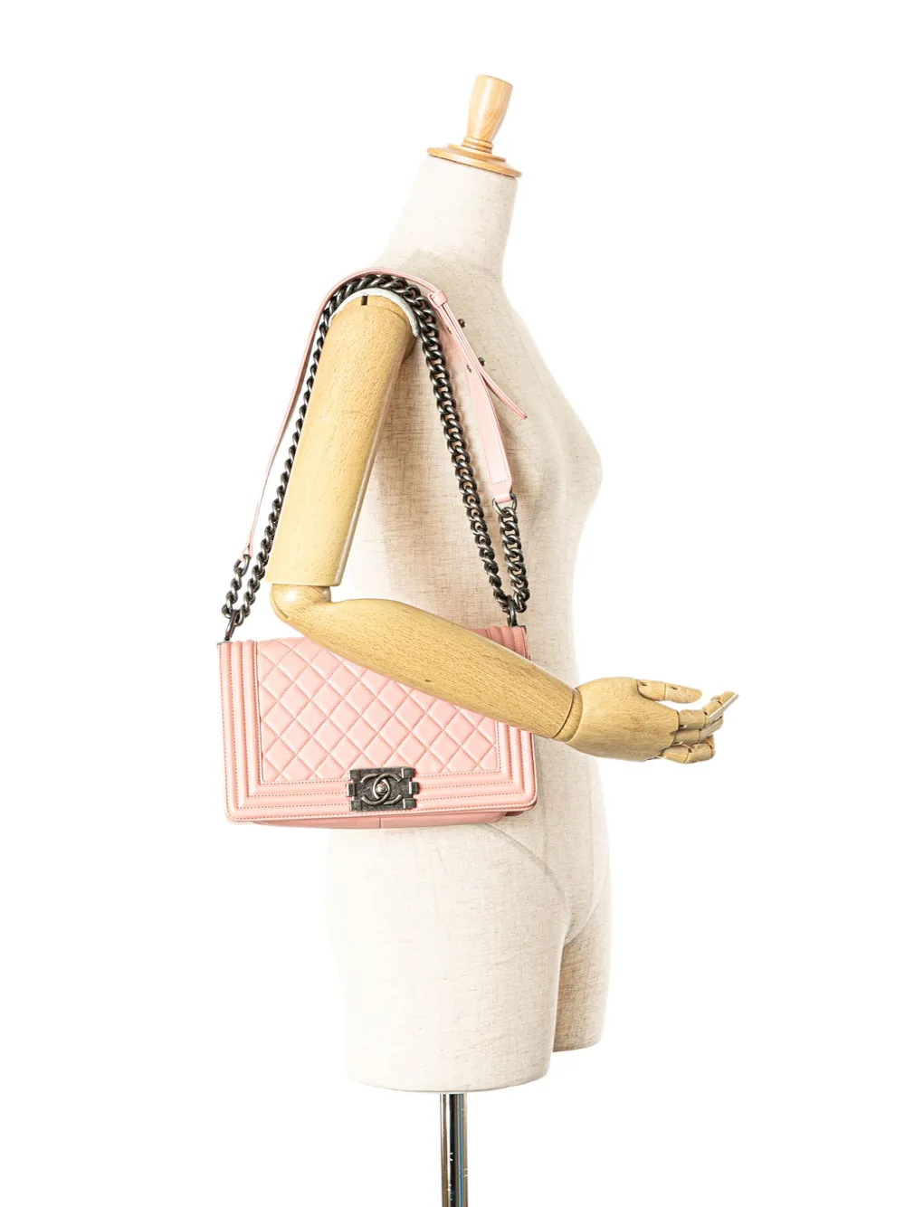 CHANEL Pre-Owned 2014-2015 Medium Lambskin Boy Flap crossbody bag - PINK