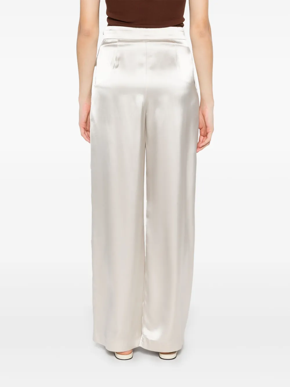 Shop Eleventy Satin Trousers In Neutrals