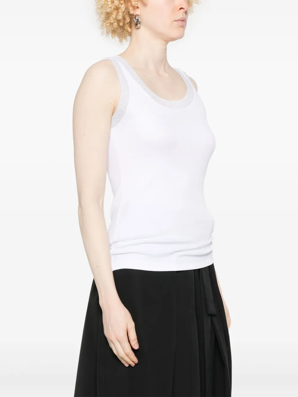 Fabiana Filippi Tanktop met lurex afwerking Wit