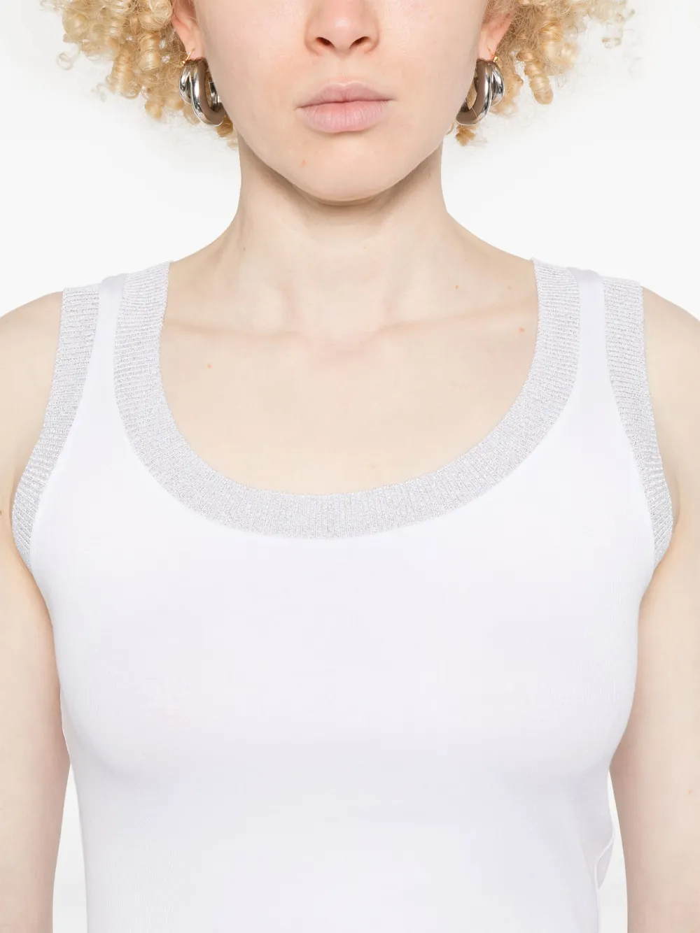 Fabiana Filippi Tanktop met lurex afwerking Wit